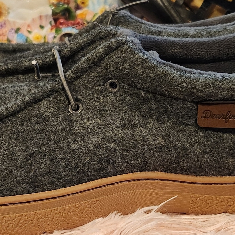 Dearfoams Gray Slip-On Loafers with Wool-Like Upper